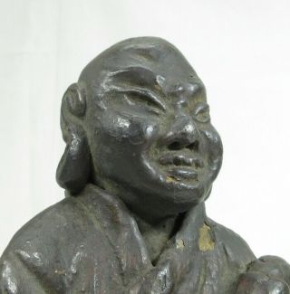 B908: Really old Japanese wooden statue of monk with wonderful atmosphere 3