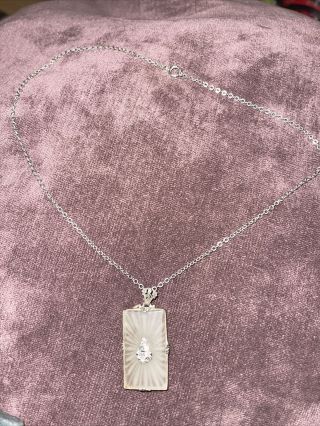 Vintage Glass Pendent Sterling chain 