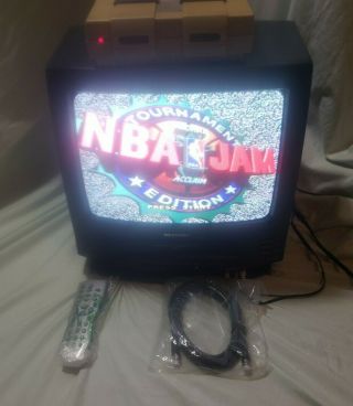 Sharp 13vt - J100 13 " Color Tv Vcr Combo Vhs Recorder Gaming Remote Vintage
