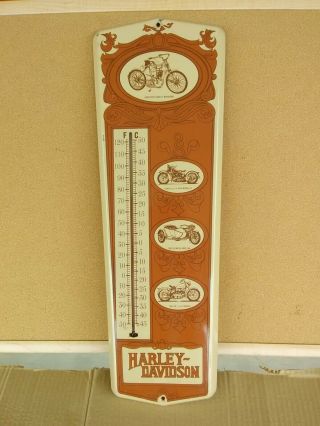 Vintage Harley - Davidson Thermometer Tin Sign 8 " X24 " 1980 
