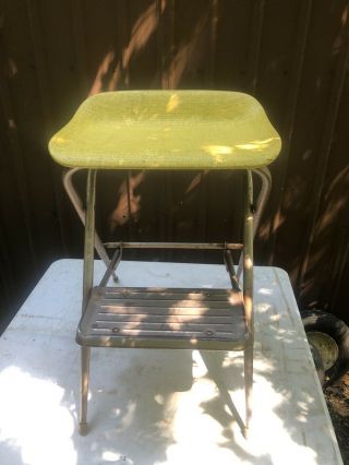 Vintage Samsonite Chair Folding Step Stool Metal Fiberglass Mid Century Kitchen