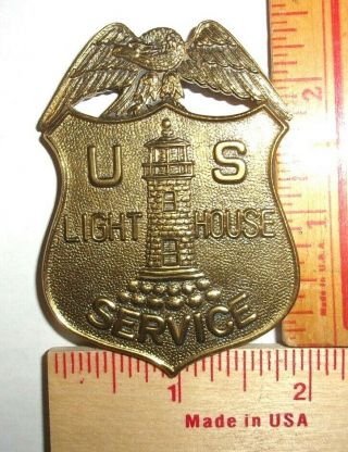 Vintage " Us Lighthouse Service " Badge Official Old Government Collectible Emblem