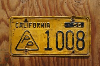 1956 California Pp In Triangle License Plate 1008