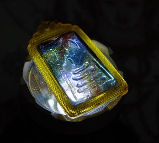 Phra Somdej Somdet Rainbow Leklai Kaew Glass Crystal Thai Buddha Amulet Pendant