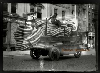 1910s York City Auto Tires Whitewall Delivery Truck Glass Photo Negative Bb