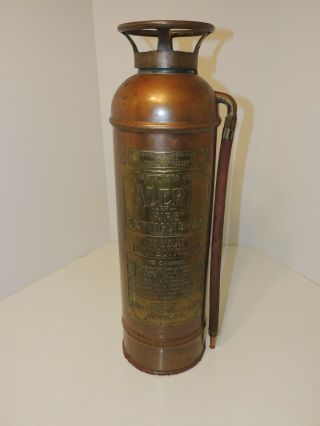 Vtg Antique Alert Brass & Copper Fire Extinguisher American Lafrance Empty