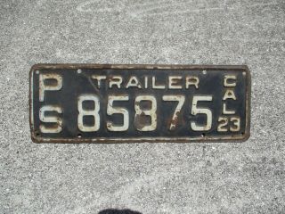 California 1923 Ps Trailer License Plate 85875