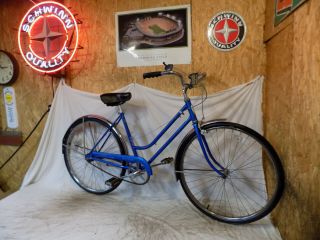 1977 Schwinn Breeze Ladies 3 - Speed Vintage Bike Collegiate S6 Blue Racer Vintage