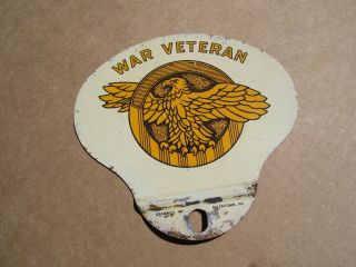 1940 ' s Vintage ww2 Veteran war License Plate topper Ford gm chevy auto 3