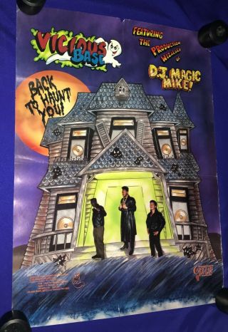 Vintage 1991 Vicious Base/dj Magic Mike Back To Haunt You Promo Poster Rap 17x23