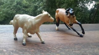 Breyer " Cutting Horse & Calf " Western Model Ranch