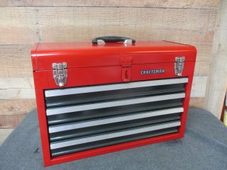 Vintage Craftsman 4 - Drawer Steel Tool Box 20 " X 9 " X14 " Red