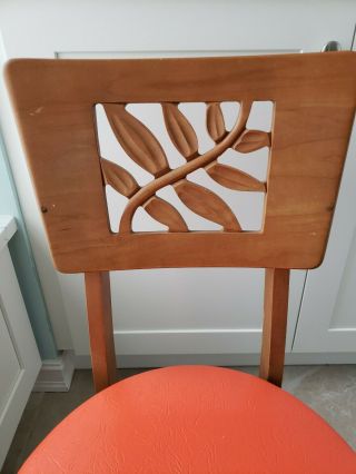 1 Vtg MCM Mid Century Modern 1960s Stakmore Wooden Folding Chair Orange Maple 2