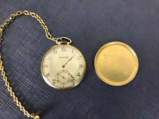 Vintage Bulova Swiss 15j,  Chesterfield? 17ah 10k Rolled Gold Plate Pocket Watch