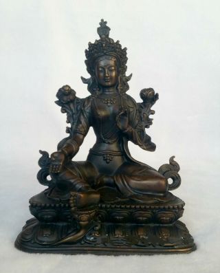 21cm Antique Tibetan Vintage Buddhism Old Bronze God Buddha Statue
