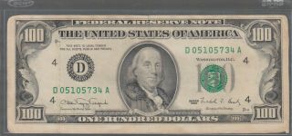 1990 (d) $100 One Hundred Dollar Bill Federal Reserve Note Cleveland Vintage