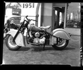 Vintage 1951 Negative Only Motorcycle Indian Hog L.  A.  County Sheriff Neg Film