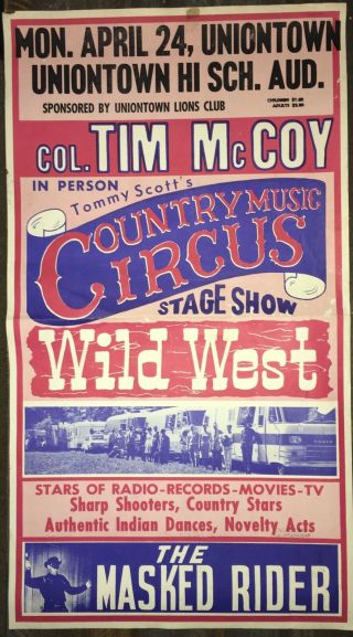 Col Tim Mccoy Tommy Scotts Country Music Circus Poster