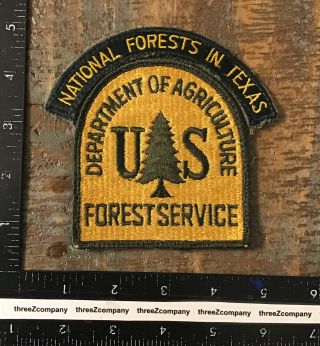 Vintage Us Forest Service Patch,  Attached National Forests In Texas Rocker Tab