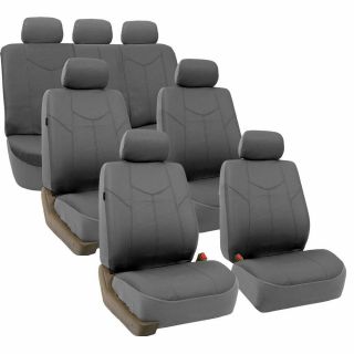 Fh Group Gray Rome Faux Leather Airbag Compatible And Split Bench 7 Seaters Car