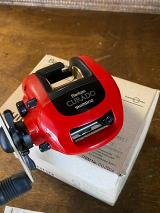 Vintage Shimano Bantam Curado Red Cu - 200 Bait Cast Fishing Reel In Orig Box