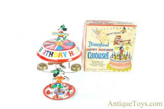 Ross Products Tin Litho Disney “disneyland Happy Birthday Carousel” W/box