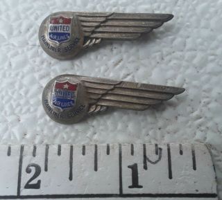 Antique United Airlines Sterling Silver Wings Pilot Stewardess Mainliner Service