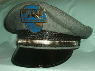 Vintage Greyhound Bus Driver Cap Hat with Badge Emblem Midway Cap Co.  Gray 1967 2