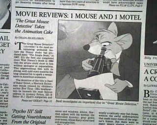 Movie Ads The Great Mouse Detective (disney),  Psycho Iii,  Under The Cherry Moon