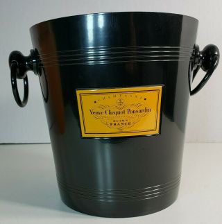 Vintage Veuve Clicquot Ponsardin Black Metal Champagne Ice Bucket Barware French