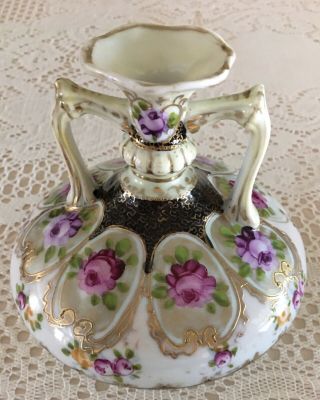 Antique Royal Kinran Nippon,  Two Handle Floral Vase - -