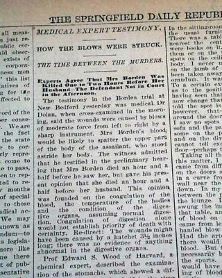 Lizzie Borden Fall River Massachusetts Hatchet Murders Case Trial 1893 Newspaper