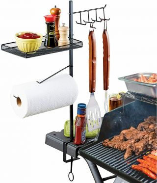 Barbeque Rack Organizer Holder Adjustable Cook Storage Bbq Grill Shelf Outdoor