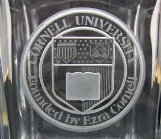 Vintage Ivy League College University Cornell Square Crystal Liquor Decanter