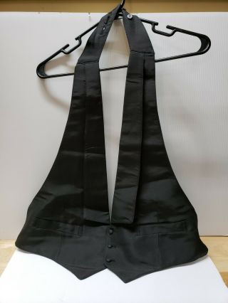 Vtg Brooks Brothers Makers 3 Button Black Formal Tuxedo Vest Adjustable Made Usa