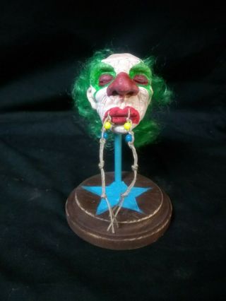 Shrunken Clown Head Display,  Mummified,  Obscure,  Prop,  Art,  Oddity,  Sideshow Gaff,  Odd