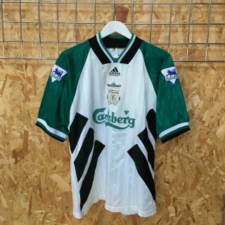 90s Vintage Liverpool Adidas Away Shirt 1993/1995 Ruddock 25 42/44 L/xl