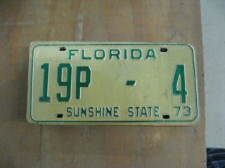 1973 73 Florida Fl License Plate 19p - 4 Brevard County Low Number