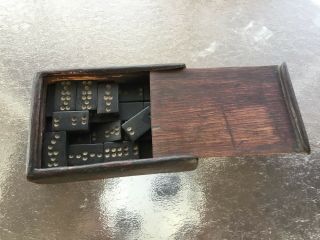 Chinese Export Miniature Set Of Dominos Game In Wood Box - Circa 1880 