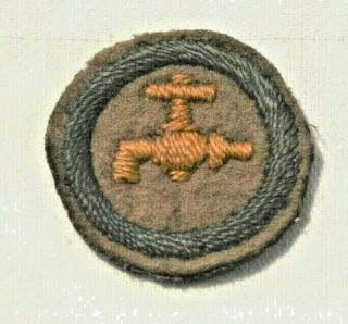 Red Faucet Boy Scout Plumber Felt No Words Proficiency Award Badge Troop $24.  99