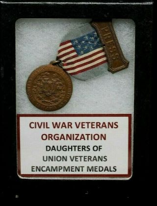Vintage Daughters Of Union Veterans Of The Civil War Medal In Display Frame