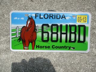 Florida 2012 Horse Country License Plate 68hbd