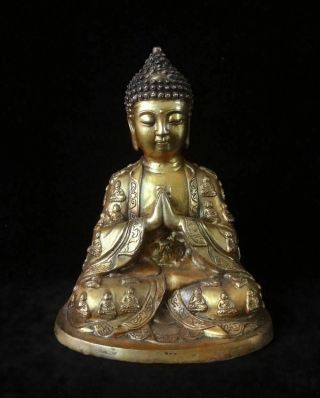 On Sales Old Chinese Gilt Bronze Shakyamuni Buddha Statue Sculpture