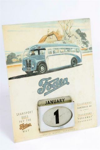 Vintage C1950 " Foden " Bus / Coach Tin Sign / Perpetual Calendar 1984