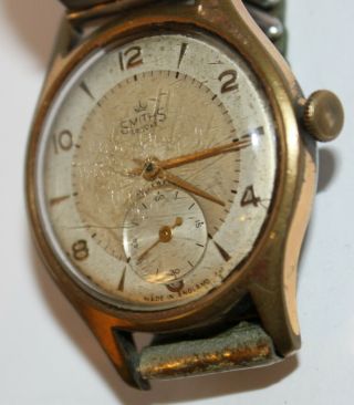 Smiths Deluxe Vintage Gents Wrist Watch Sub Dial Gold Col