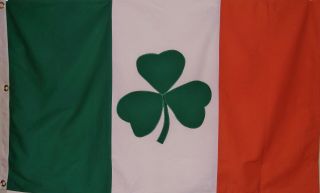 Heavy Cotton 3 X 5 Ireland Flag With Shamrock - Green White Orange Irish Banner