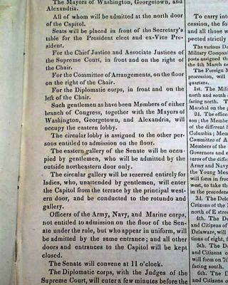 WILLIAM HENRY HARRISON Inauguration as President 1841 Washington DC Newspaper 2
