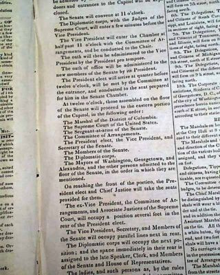 WILLIAM HENRY HARRISON Inauguration as President 1841 Washington DC Newspaper 3