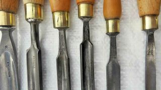 Vintage Selection of 16 Quality Wood Carving Tools,  all by good Makers Old Tool 3