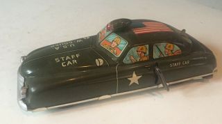 Vintage Marx Usa Us Army Staff Car Wind Up Clockwork Tinplate Lithograph Gc